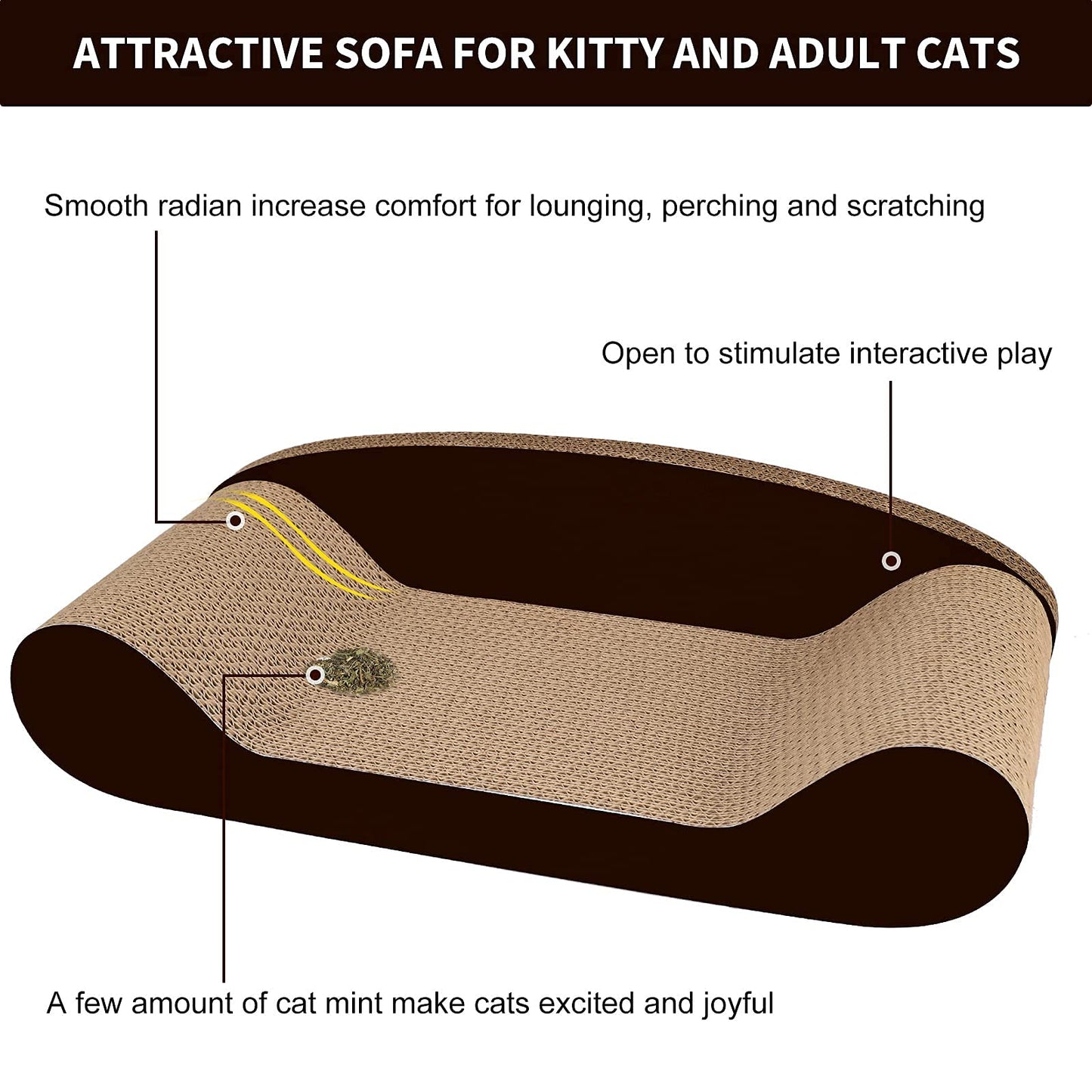 HALOVIE Large Size Cat Scratcher Bed, 20 Inch Cat Scratch Pad Cardboard Sofa Kitten Scratching Board Lounge Couch for Indoor Cats