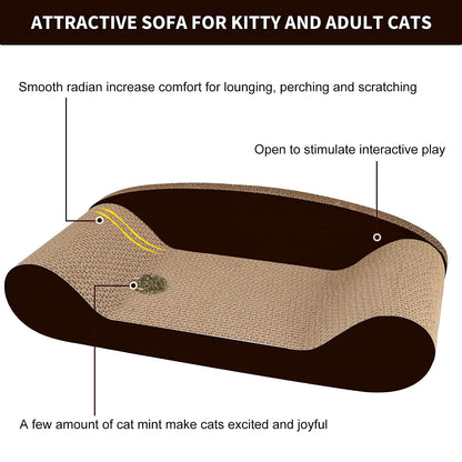 HALOVIE Large Size Cat Scratcher Bed, 20 Inch Cat Scratch Pad Cardboard Sofa Kitten Scratching Board Lounge Couch for Indoor Cats