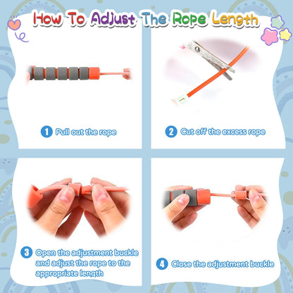 Adjustable Soft Skipping Rope - Toddler Jump Rope With Skin-Friendly Foam Handles For Kids, Boys, Girls, Women, Men - Exercise Activity, Outdoor Fitness