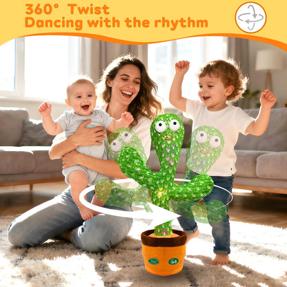 Hunfur Dancing Mimicking Talking Cactus Toy,Funny Gift for Toddler 1 2 3 Year Old Boy Girl,Singing Record Repeat What You Say Light Up Baby Infant Toys 6-12 12-18 Months (Volume Adjustment)