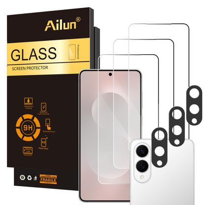 Ailun Screen Protector for Galaxy S22+/S22 Plus 5G 6.6 Inch Display 3Pack + 3Pack Camera Lens Tempered Glass Fingerprint Unlock 0.25mm Clear Anti-Scratch Case Friendly [Not For S22 Ultra]