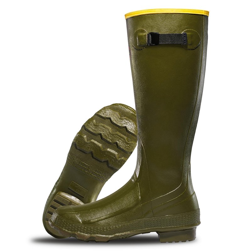 LaCrosse Grange Rubber Hunting & Work Boots for Men - Waterproof ZXT Rubber, with Adjustable Fit Strap, EVA Footbed, and Slip-Resistant Outsole, OD Green - 8