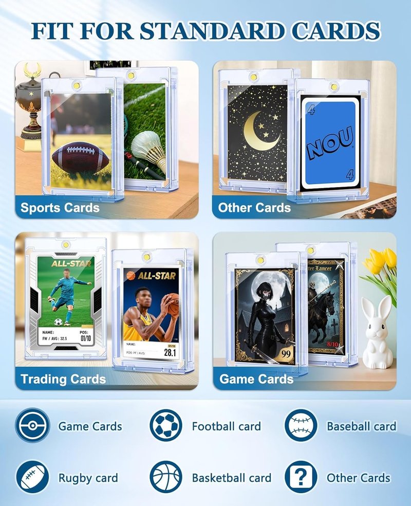 YZtree 180pt Magnetic Card Holder: 10ct One Touch Card Holders for Trading Cards, 180 pt U-V Protection Magnetic Card Case for Sports Game Cards, Football, Baseball