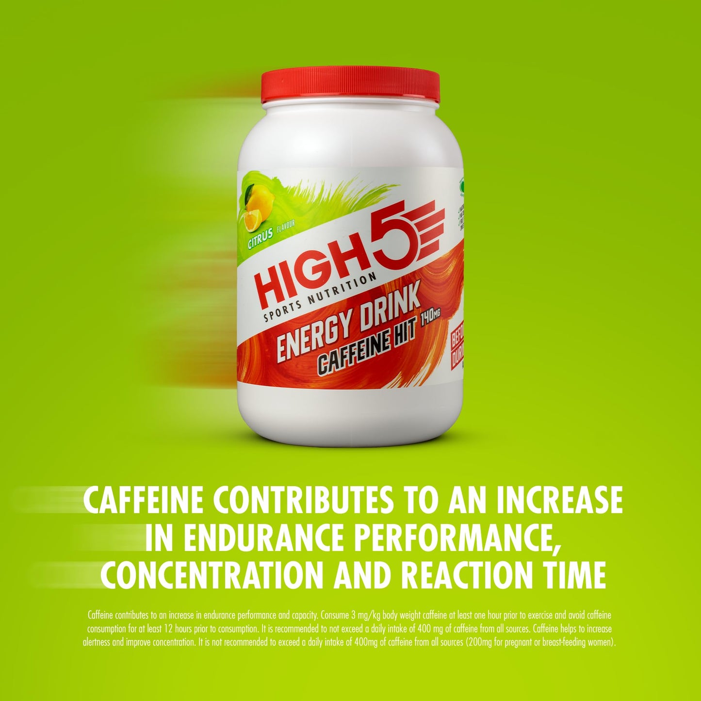 HIGH5 Energy Drink Caffeine Hit - Electrolytes Sport Energy Drink Powder - Isotonic Drink with 2:1 Fructose - Hydration for Running, Cycling, Endurance Fuel - Natural Flavours (Citrus, 1.4kg, 29 Serv)