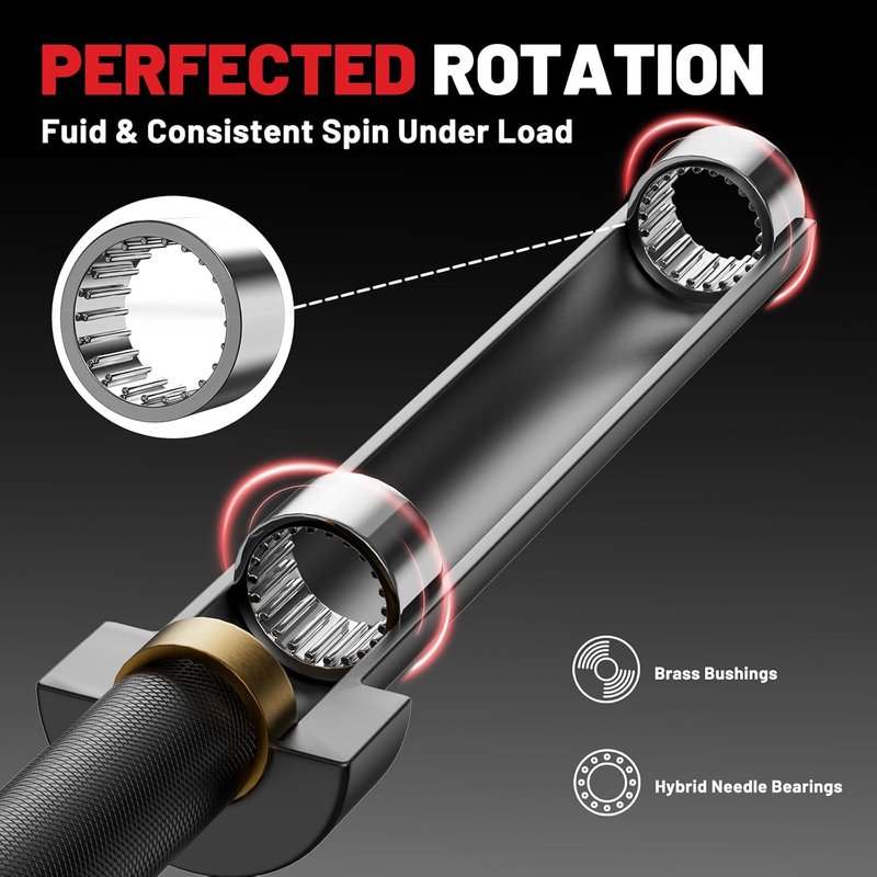 PAPABABE 7FT Olympic Barbell - 45 lb Weight Capacity | 1000-1500 lbs with Moderate Knurling for Squats, Curls, Deadlifts
