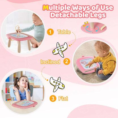 Kikidex Magnetic Drawing Board, Toddler Girl Toys for 1-2 Year Old, Doodle Board Pad Learning and Educational Toys for 1 2 3 Year Old Baby Kids Birthday Gift (Pink)