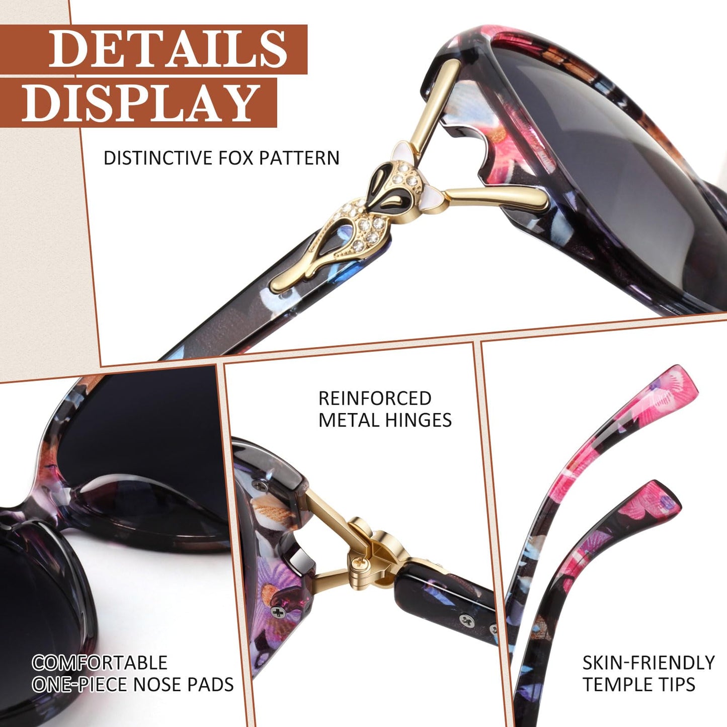 Sunier Polarised Sunglasses Women,Trendy Oversized Sun Glasses,Fashion Ladies Shades with UV400 Protection Shades