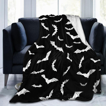 Bats Halloween Goth Fleece Flannel Blanket Throw Warm Lightweight Blankets for Home Office All Season (Bats Halloween Goth, 50X40)