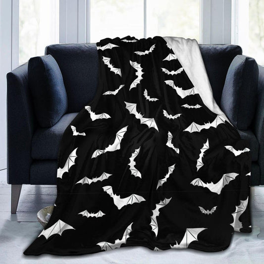 Bats Halloween Goth Fleece Flannel Blanket Throw Warm Lightweight Blankets for Home Office All Season (Bats Halloween Goth, 50X40)
