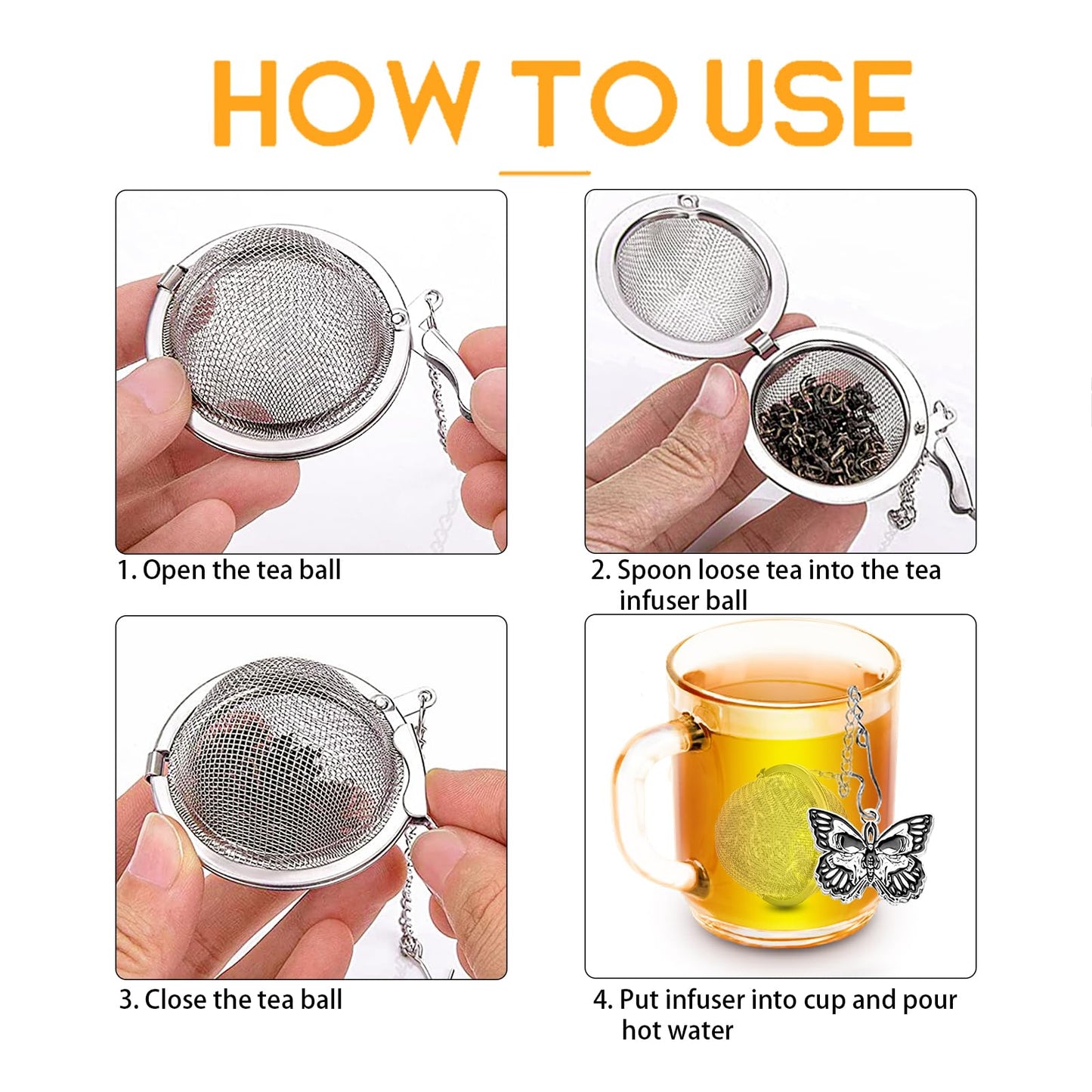 TeaSanavie 2 Pack Halloween Themed Tea Infuser - Gothic Loose Leaf Tea Steeper with Black Raven & Skull Butterfly Charm, 304 Stainless Steel, Perfect Spooky Tea Gift
