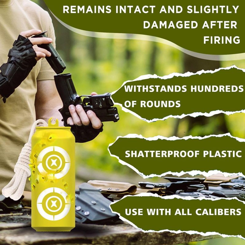 Shatterproof Bottle Shooting Targets - 6 Pack Plastic Bottles with Rope & Foldable Funnel | Colorful Firearm Practice Targets for Indoor & Outdoor Use