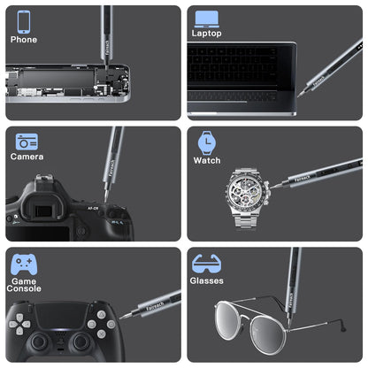 Faireach 65-IN-1 Mini Electric Screwdriver Cordless, 500mAh Precision Screwdriver Magnetic Bits Set with Case, 3 Torques Settings, LED lights, Portable Repair Tool Kit for Electronics Phone Watch