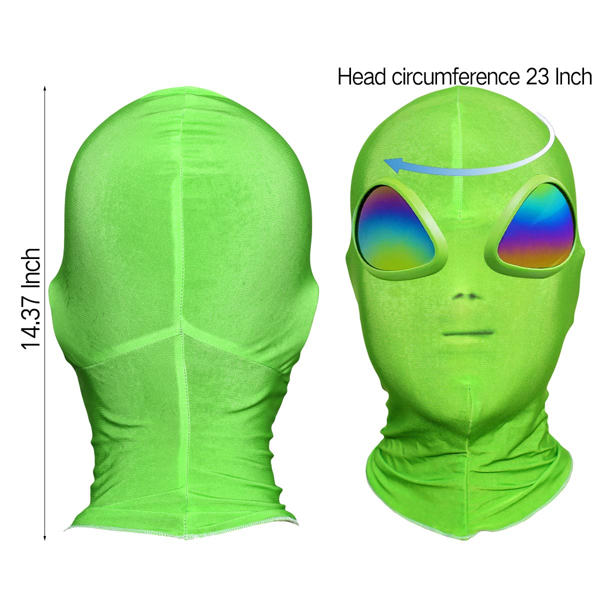 anroog Halloween Alien Mask for ET Alien Cosplay Costume Halloween Party,Alien 3D Full Face Mask for Adults