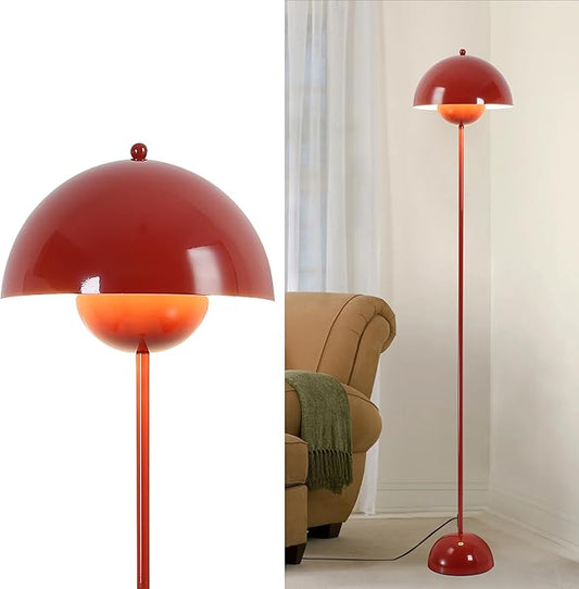 Modern Flowerpot Floor Lamp for Living Room, Industrial Tall Standing Lamp for Bedroom, Metal Shade Reflecting Light Reading Floor Lamp for Bedroom, Nursery Room, Corner(Dark Red)