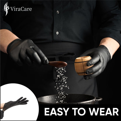 500 x Black Disposable Gloves | Vinyl Gloves Disposable | Latex free Gloves | Powder Free Gloves | Black Gloves Disposable | Strong And Non-Sterile | (Large, 5 Packs of 100)
