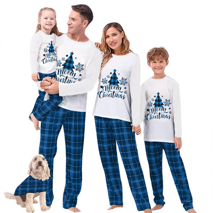 Awoscut Christmas Family Matching Pajamas Sets Christmas PJ's Letter Print Top and Plaid Pants Jammies Sleepwear (#b-7, Dog, M)