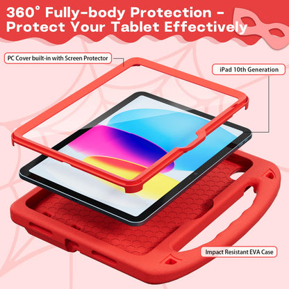 LKOOZO Kids Case for iPad (A16) 11th Generation 11 Inch 2025 / iPad 10th Generation 10.9 inch 2022, Shockproof Cover with Built-in Screen Protector, Red