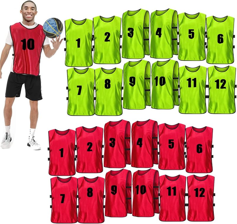Soccer Practice Vests - 24 Pcs Lightweight Numbered Team Pennies for Men & Youth Training | Durable Scrimmage Jerseys
