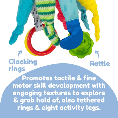LAMAZE Captain Calamari - Clip & Go Pram Baby Toys 0-6 Months - Sensory Toys for Babies' Development - Soft Plush Girls & Boys Toys - Expertly Designed Newborn Toys - Baby Essentials for Newborn & Up