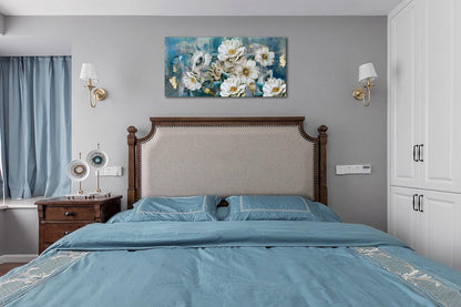 Arjun Tree Wall Art Canvas for Living Room Blue Tree of Life Nature Teal Abstract Textured Painting Picture Modern Panoramic Landscape Artwork Framed Bedroom Home Office Decor, Large Size 40"x20"