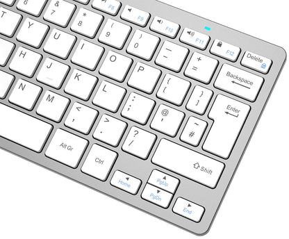Arteck Ultra-Slim Bluetooth Keyboard Compatible with iPad 10.2-inch/Air/ 9.7-inch/Pro/Mini, iPhone and Other Bluetooth Enabled Devices Including iOS, Android, Windows, Silver