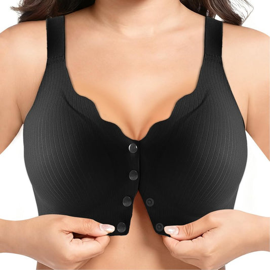 Tupaba Jelly Front Closure Bras for Women Wireless Padded Post Surgery Bra No Underwire Seamless Full Coverage Supportive Comfortable Mastectomy Bralettes for Older Womens Black