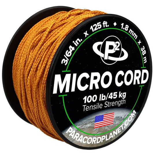 Paracord Planet Micro Paracord – Thin Braided Cord for Crafting, Fishing, and DIY Projects in 125 ft Spools – Goldenrod