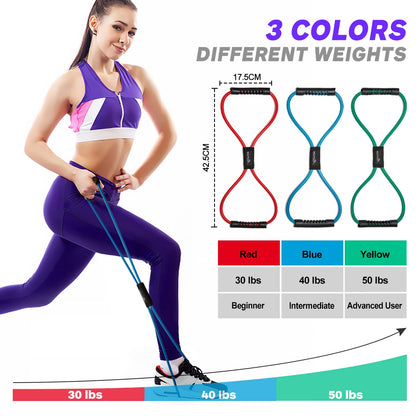 HPYGN Resistance Bands, Figure 8 Exercise Bands for Women Men, 8 Shaped Resistance Bands for Arms, Chest Expander, Yoga Gym Fitness Pulling Rope 8 Word Elastic for Exercise Muscle Training Tubing