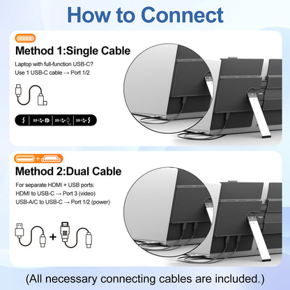 Teamgee S1 Dual Laptop Screen Extender — 14” FHD IPS Portable Monitor for 13–17” Laptops, USB-C/HDMI Plug & Play, Compatible with Windows, macOS & Android, Perfect for Hybrid Work & Travel