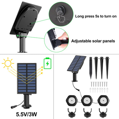 NATPOW Solar Pond Lights, 18 LED Super Bright RGB Landscape Spotlights IP68 Underwater Pond Lights Submersible LED Lights for Fish Aquarium Tank Garden Yard Pool Fountain Pond (3 Head Lamp)