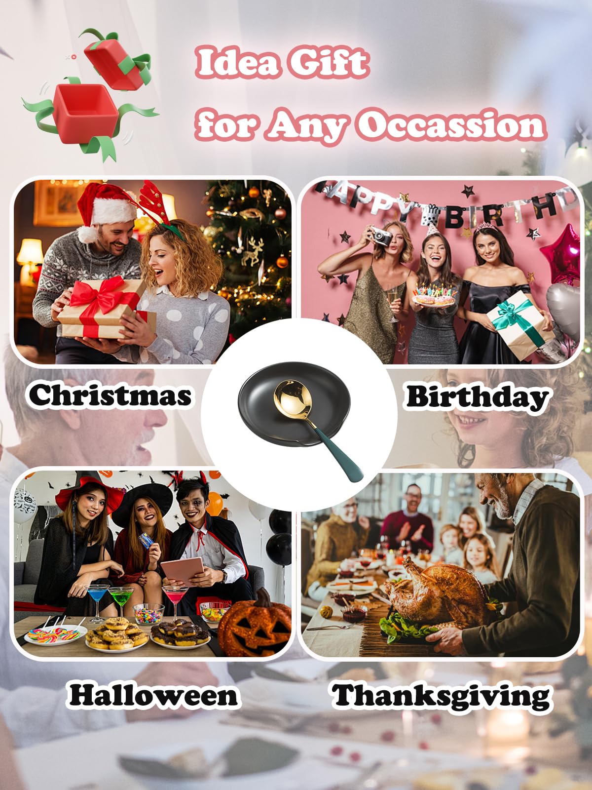 Gomakren Spoon Rest Spoon Holder For Stove Top Ceramic Black Spoon Rest For Kitchen Counter Halloween Spatula Holder Utensil Rest