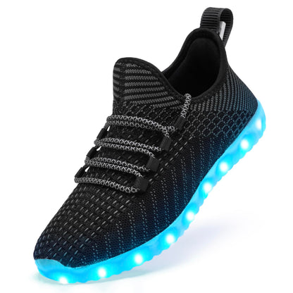 Light Up Shoes for Women Men USB Charging LED Shoes Adult Halloween Dancing Glowing Luminous Trainers Mesh Upper Flashing Sneakers(Black,9)