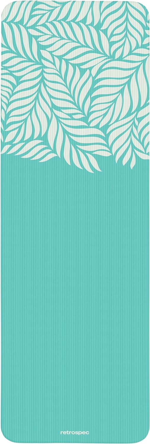 Retrospec Solana Yoga Mat 1" Thick w/Nylon Strap for Men & Women - Non Slip Exercise Mat for Home Yoga, Pilates, Stretching, Floor & Fitness Workouts - Blue Lagoon