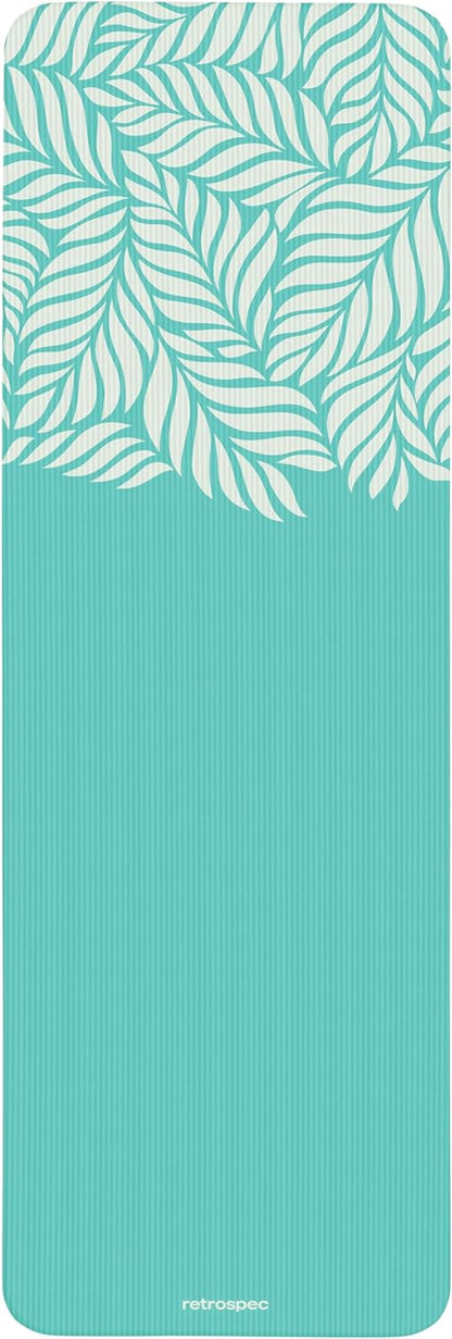 Retrospec Solana Yoga Mat 1" Thick w/Nylon Strap for Men & Women - Non Slip Exercise Mat for Home Yoga, Pilates, Stretching, Floor & Fitness Workouts - Blue Lagoon