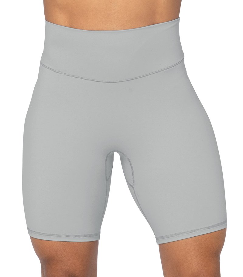 Sunzel No Front Seam High Waist Biker Shorts for Women, Squat Proof Yoga Workout Gym Bike Shorts 8" Grey Medium