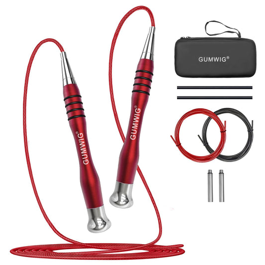 Gumwig Speed Jump Rope, Removable Weighted Double Under Jumping Rope for Men, Trainning Skipping Rope for Women, Easy to Adjust Length with a Self-Locking System, Crossfit Fitness for Adults Kids
