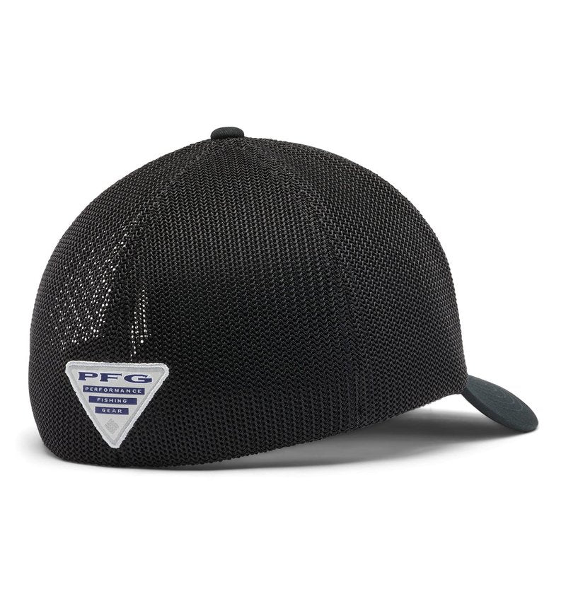 Columbia PFG Flag Mesh Ball Cap-High Crown, Black/Black/Texas Fish, Large/X-Large