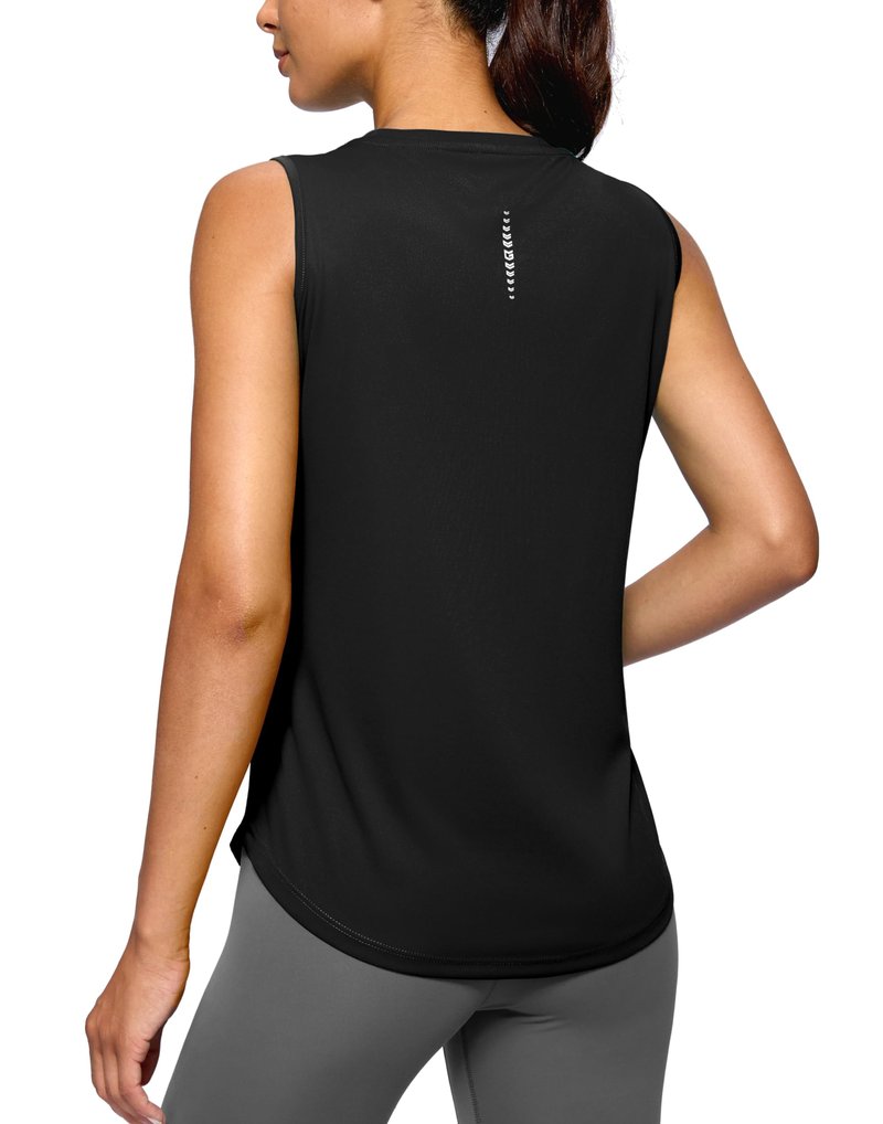 G Gradual Women's Workout Tank Tops Lightweight Sleeveless High Neck Athletic Shirts for Running Gym Tennis Pickleball, Black, M