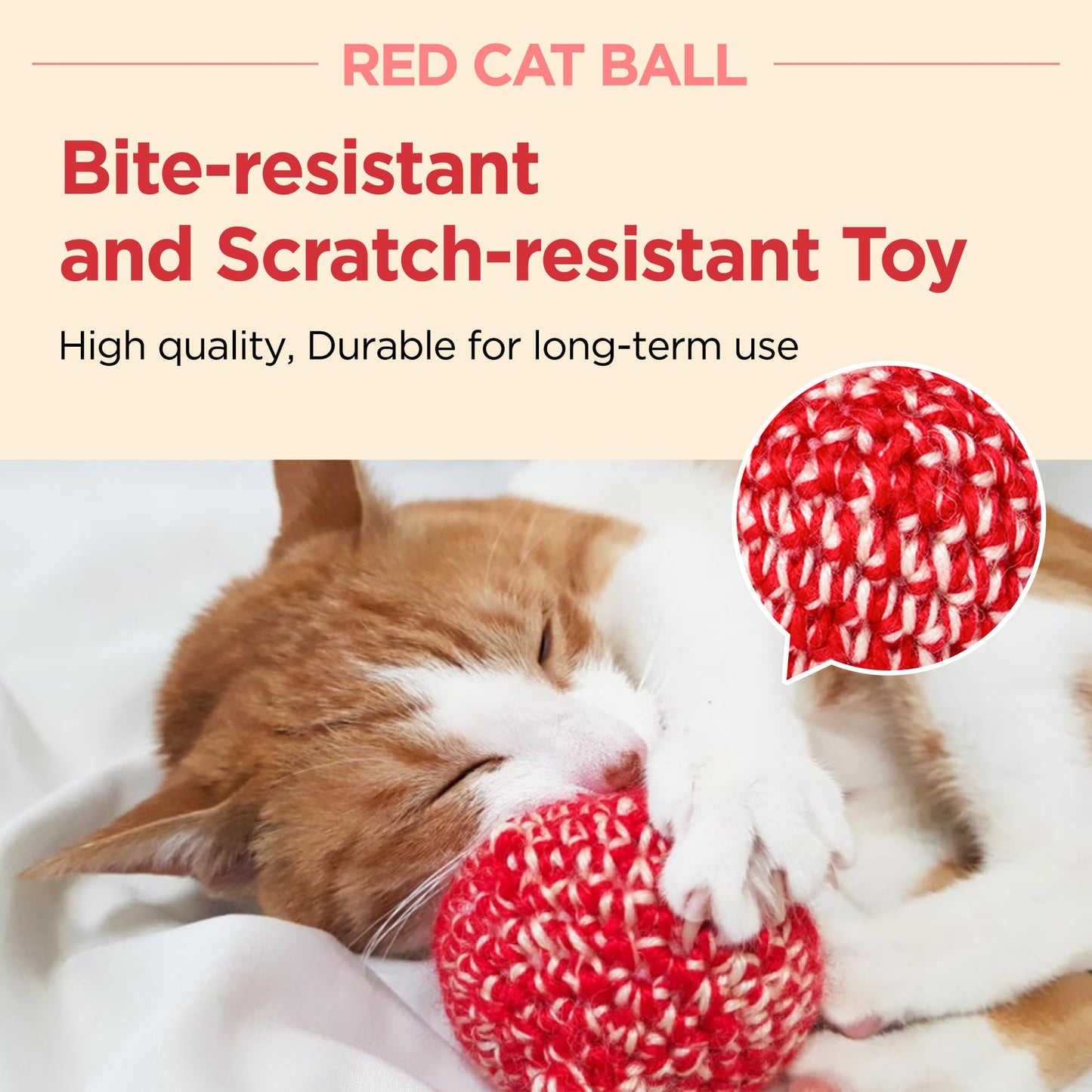 JAYU PET Red Cat Ball [W/O Bell Version] - Handmade Silvervine Cat Toy with Catnip, Interactive Matatabi Ball for Indoor Cats & Kittens, Feline Play Toy & Gift (2.7 inch)