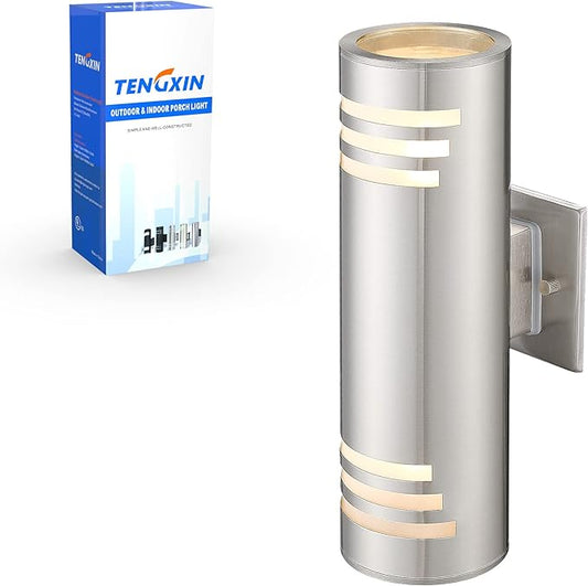 TENGXIN Outdoor Wall Lights,Exterior Wall Light Fixture with Stainless Steel Cylinder,Waterproof.