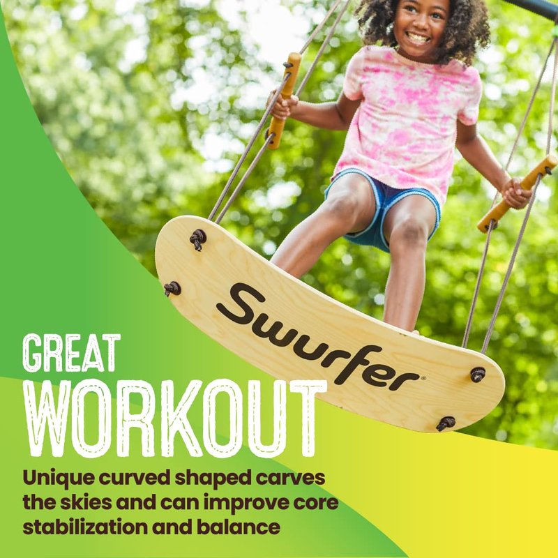 Swurfer Stand Up TreeSkate Outdoor Swing - Tree Swing for Kids with Adjustable Handles, Kids Outdoor Play Equipment, Durable, Weatherproof, Easy Installation, Holds Up to 200 lbs, Ages 6+