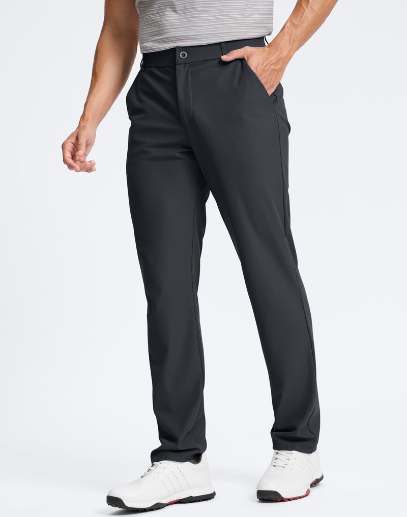 Pudolla Men's Golf Pants 30"/32"/34" Comfy Stretch Lightweight Quick Dry Work Dress Trousers with Pockets(Black L30xW32)