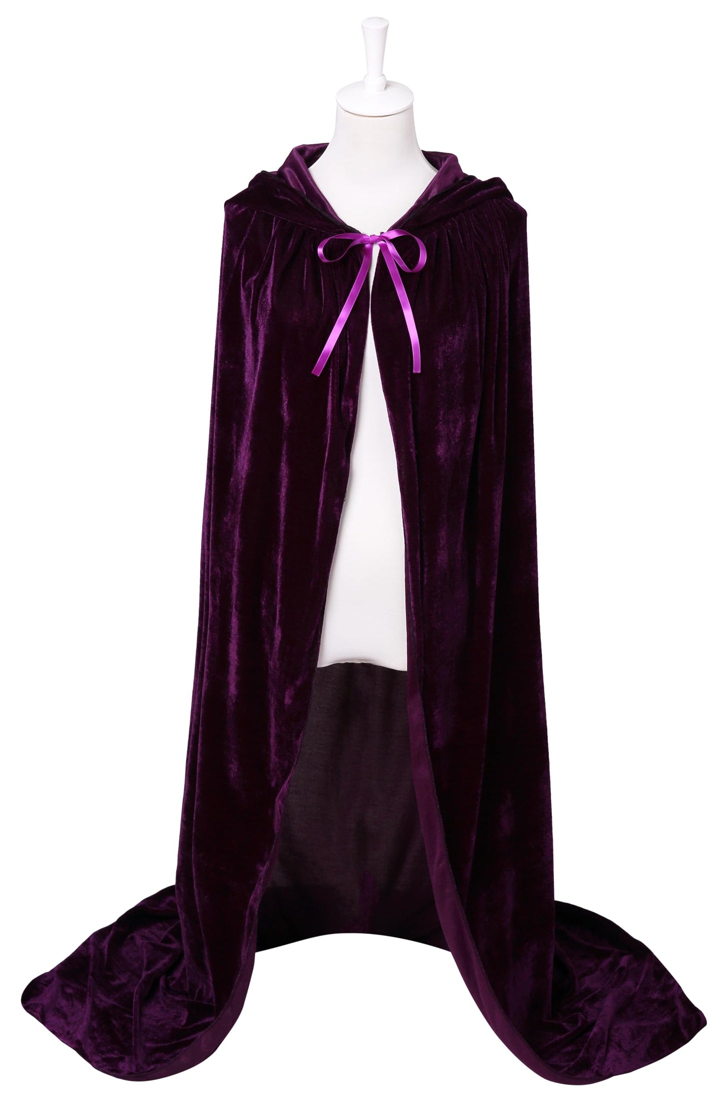 VGLOOK Unisex Adults Hooded Cloak Velvet Cape for Halloween Cosplay Costumes 59 inch Purple