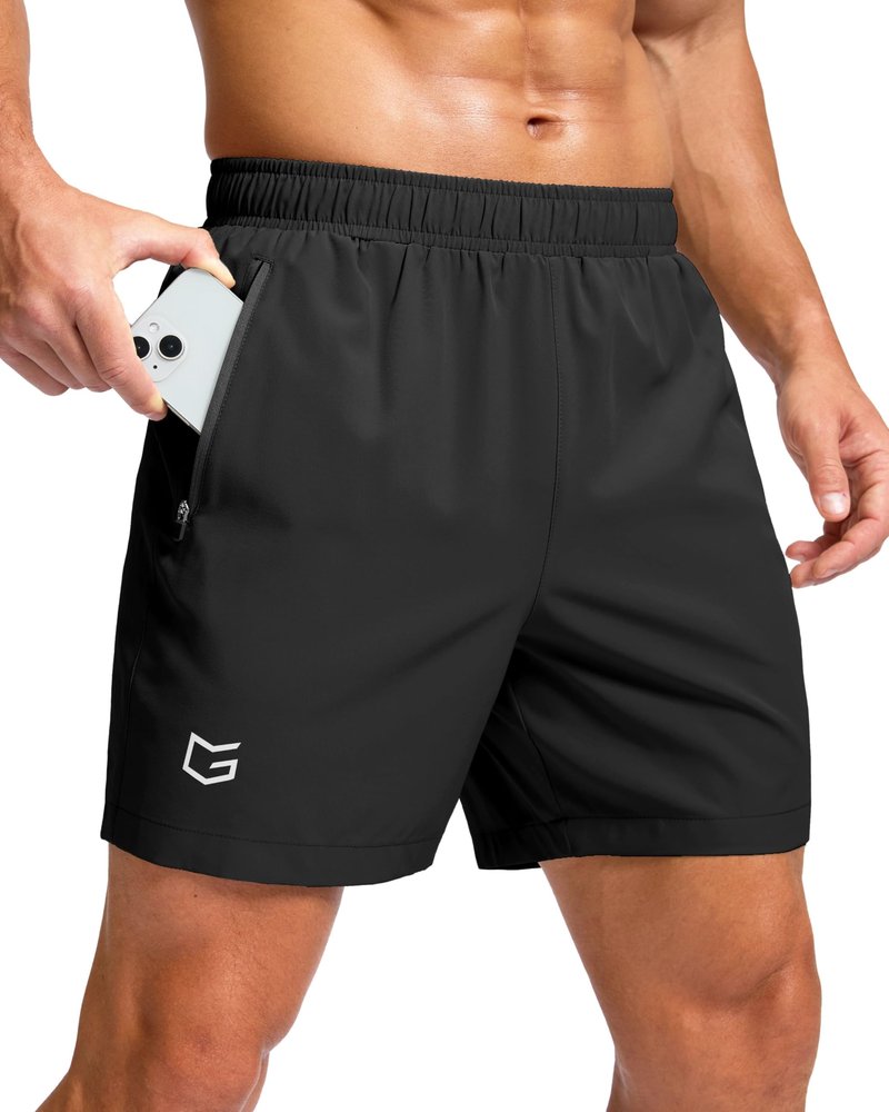 G Gradual Men's Athletic Running Shorts with Zipper Pockets Quick Dry 7"/ 5"/ 9" Workout Gym Shorts for Basketball Hiking(Mint Moment,5XL)