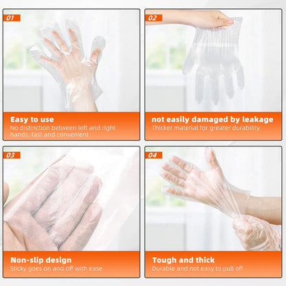 GENERALCARE 100 Pcs Disposable Plastic Gloves Food Handling Service Gloves Disposable for Cooking Kitchen Cleaning Food Prep Safe Restaurant Dye Universal Size