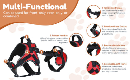 Doggie Stylz Multi-Functional Full-Body Lifting Dog Harness Vest, Designed for Front-Only, Rear-Only or Full-Body Lifting. Please Measure Your Dog Before Ordering.