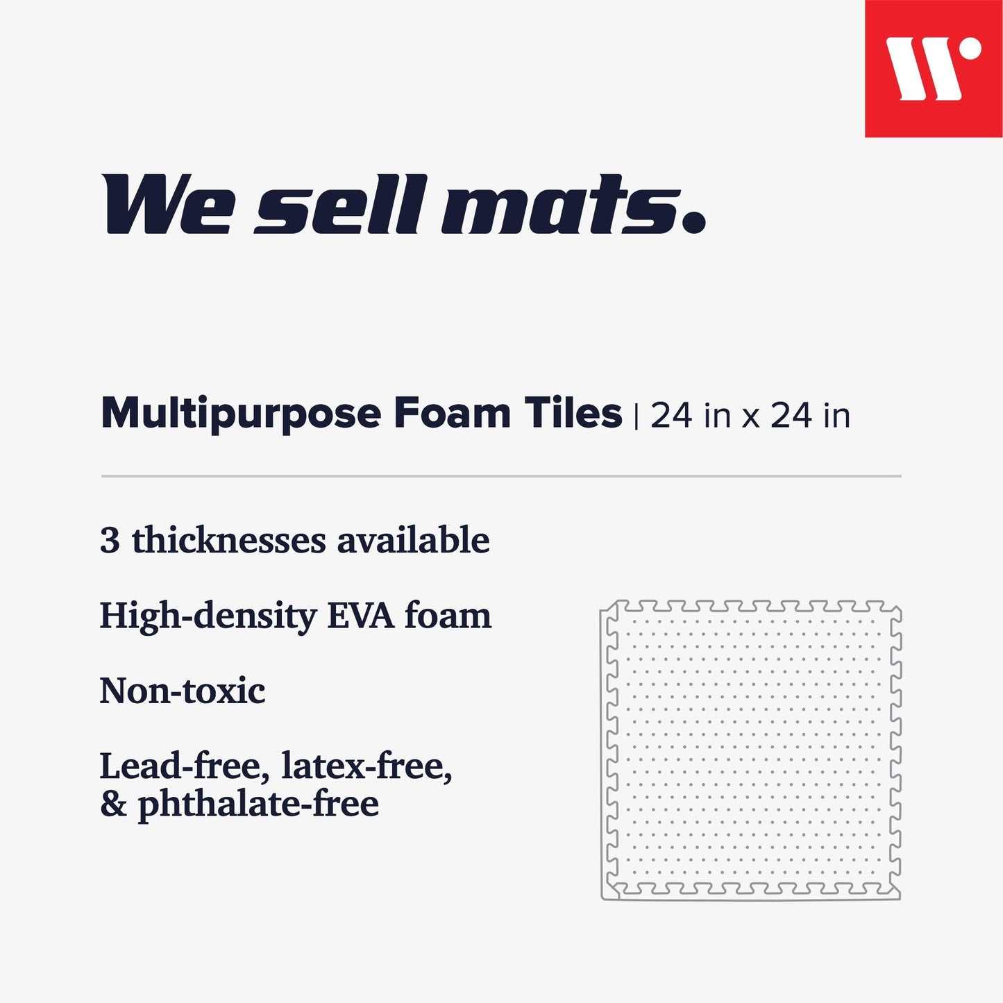We Sell Mats 1/2 Inch Thickness Multipurpose EVA Foam Floor Tiles, Interlocking Floor Mat for Indoor Gym and Home Use, 24 in x 24 in, Purple, 24 Square Feet (6 Tiles)
