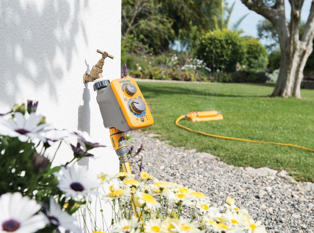 HOZELOCK - Watering Timer Sensor Controller Plus : Automatic and Easy Watering with its Light Sensor, Adjustable Watering at Sunrise and/or Sunset, Manual Watering Function [2214 0000]