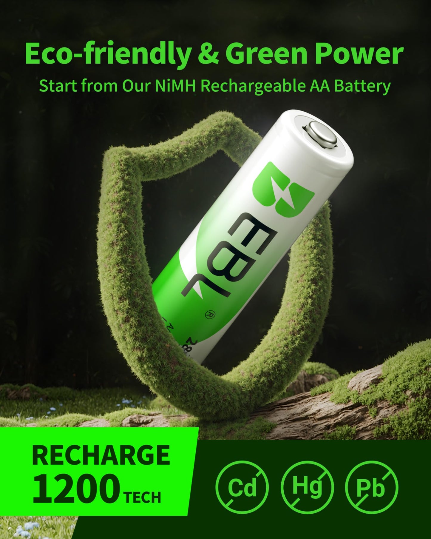 EBL Pack of 8 AA Batteries 2800mAh High Capacity Precharged Ni-MH AA Rechargeable Batteries