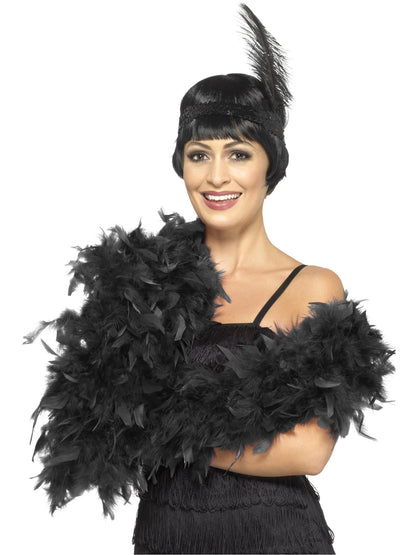 Smiffys 80 g Boa, Deluxe - Black(Size: US One Size)